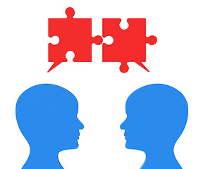 Image showing Speech Bubble Shows Jigsaw Puzzle And Chat