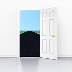 Image showing Long Road Indicates Door Frames And Doorframe