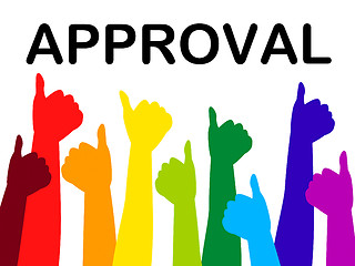 Image showing Thumbs Up Means Approved Recommend And Passed