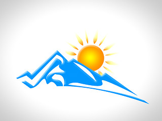 Image showing Snow Mountain Represents Sun Snowy And Sunshine