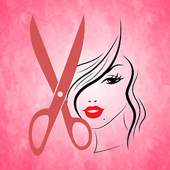 Image showing Woman Pink Indicates Hairdressing Female And Haircut