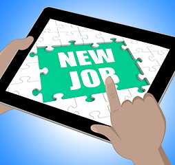 Image showing New Job Tablet Shows Changing Jobs Or Employment
