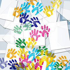 Image showing Color Handprints Represents Artwork Watercolor And Colorful