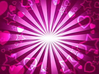 Image showing Rays Pink Indicates Valentines Day And Hearts