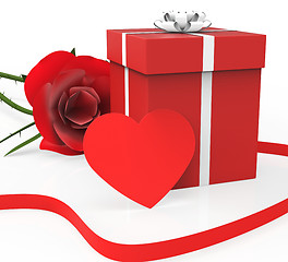 Image showing Gift Card Represents Heart Shape And Bloom