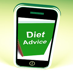 Image showing Diet Advice on Phone Shows Healthy Diets
