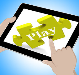 Image showing Play Tablet Means Fun And Games On Web