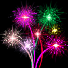 Image showing Fireworks Color Represents Explosion Background And Celebrate