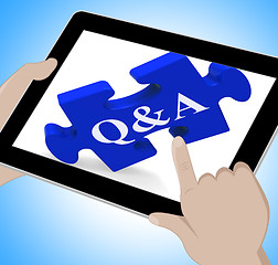 Image showing Q&A Tablet Shows Site Questions Answers And Information 