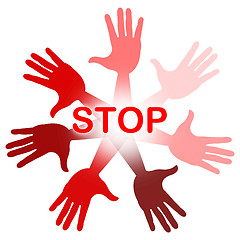 Image showing Hands Warning Represents Red Disapproval And Refusal