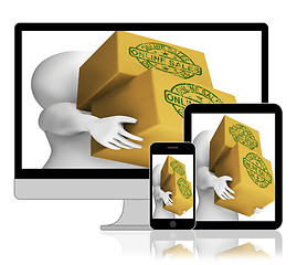 Image showing Online Sales Boxes Displays Shopping And Retail On Internet