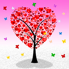 Image showing Tree Hearts Indicates Valentine\'s Day And Affection
