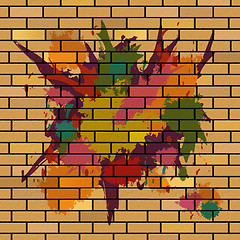 Image showing Brick Wall Shows Brick-Wall Splattered And Splashes