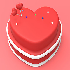 Image showing Heart Cake Represents Valentines Day And Gateau