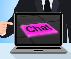 Image showing Chat Button Displays Talking Typing Or Texting