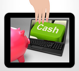 Image showing Cash Key Displays Online Finances Earnings And Savings