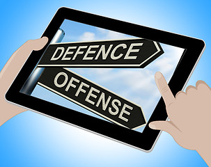 Image showing Defence Offense Tablet Shows Defending And Tactics