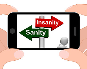 Image showing Insanity Sanity Signpost Displays Sane Or Insane