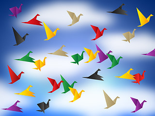 Image showing Flying Birds Means Break Out And Elude