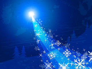 Image showing Star Blue Represents Merry Christmas And Bright