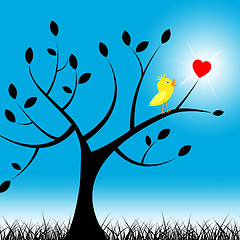 Image showing Tree Birds Means Valentine Day And Environment