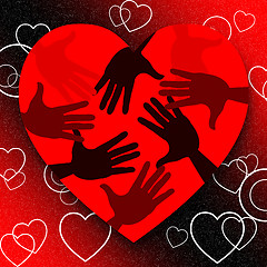 Image showing Hands Red Shows Valentines Day And Affection