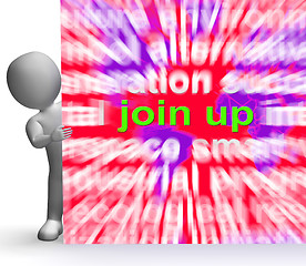 Image showing Join Up Word Cloud Sign Shows Joining Membership Register