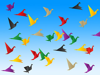 Image showing Freedom Sky Indicates Flock Of Birds And Escaped