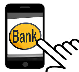 Image showing Bank Button Displays Online Or Internet Banking