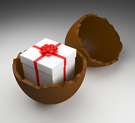 Image showing Easter Egg Represents Gift Box And Choc