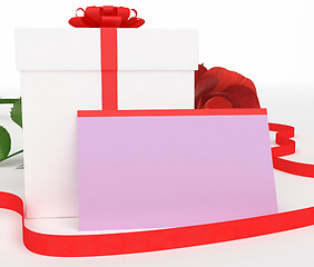 Image showing Gift Card Shows Package Romantic And Box