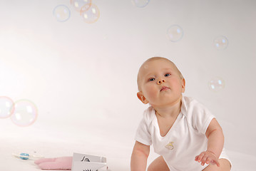 Image showing Child with the soap bubbles
