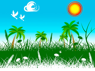 Image showing Grass Landscape Indicates Summer Scene And Picturesque