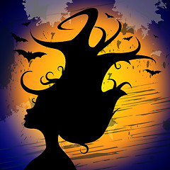Image showing Woman Halloween Shows Trick Or Treat And Adult