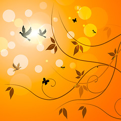 Image showing Birds Floral Indicates Petals Sunny And Florals