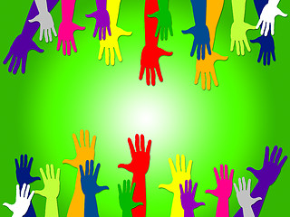 Image showing Reaching Out Shows Hands Together And Buddies