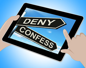 Image showing Deny Confess Tablet Means Refute Or Admit To
