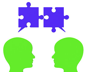 Image showing Speech Bubble Means Jigsaw Puzzle And Assemble