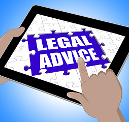 Image showing Legal Advice Tablet Shows Online Lawyer Help