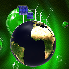 Image showing Solar Panel Shows Energy Source And Earth