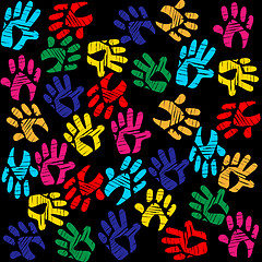 Image showing Handprints Colourful Means Background Vibrant And Watercolor