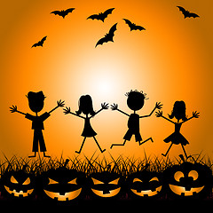 Image showing Halloween Kids Indicates Trick Or Treat And Children