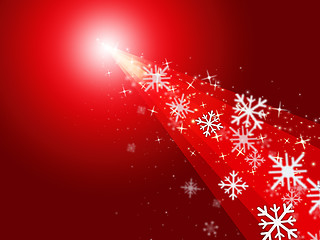 Image showing Red Stars Means Merry Xmas And Celebrate