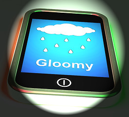 Image showing Gloomy On Phone Displays Dark Grey Miserable Weather