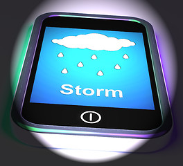 Image showing Showers On Phone Displays Rain Rainy Weather