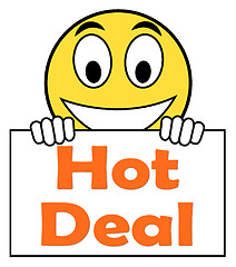 Image showing Hot Deal On Sign Shows Bargains Sale And Save