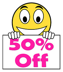 Image showing Fifty Percent Sign Shows Sale Discount Or 50 Off