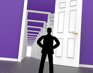 Image showing Silhouette Doors Represents Men Human And Outline
