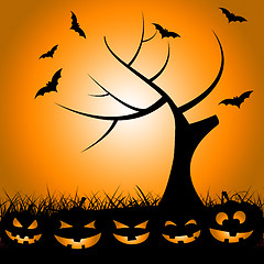 Image showing Bats Tree Means Trick Or Treat And Autumn