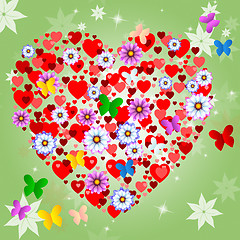 Image showing Hearts Floral Shows Valentine Day And Blooming